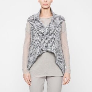 Sarah Pacini ‘Chine Cardigan’ Textured Knit Wool Blend Vest One Size